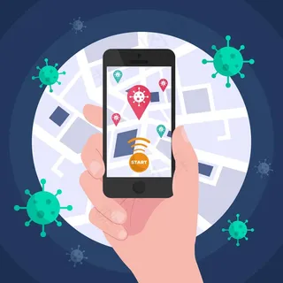 冠状病毒追踪定位应用程序概念