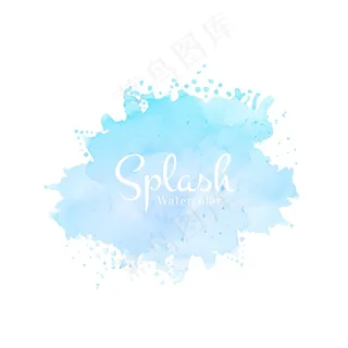 现代手绘蓝色水彩泼墨设计
