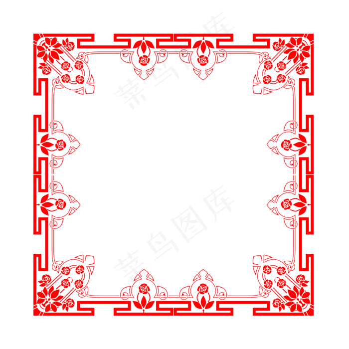 中国喜庆复古红色边框(2000X2000(DPI:300))psd模版下载