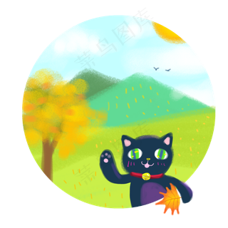 二十四节气秋分手绘秋天可爱童趣