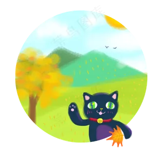 二十四节气秋分手绘秋天可爱童趣