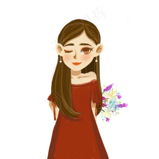 手绘女生花束唯美图案