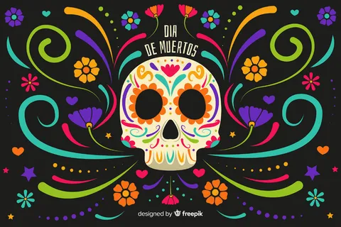 平面设计día de muertos背景