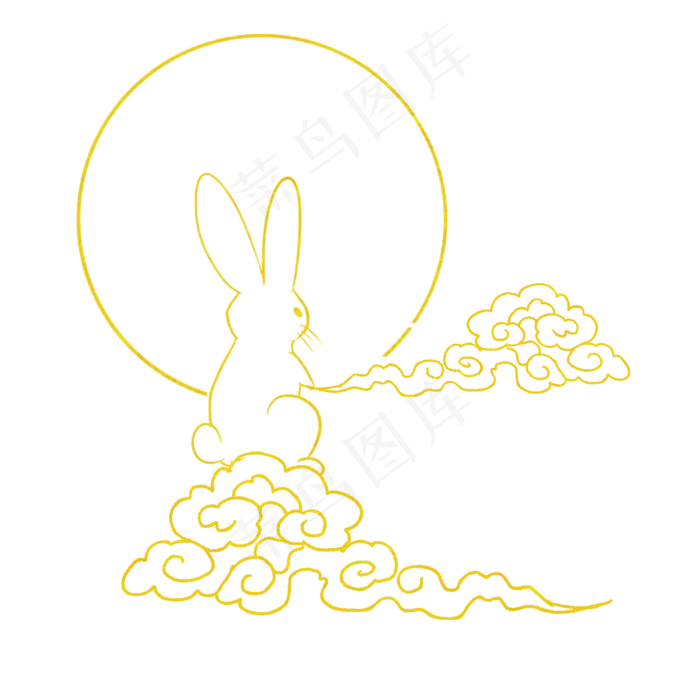 线描烫金中秋兔子(2000X2000(DPI:72))psd模版下载