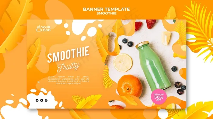 Smoothie横幅banner模板psd模版下载