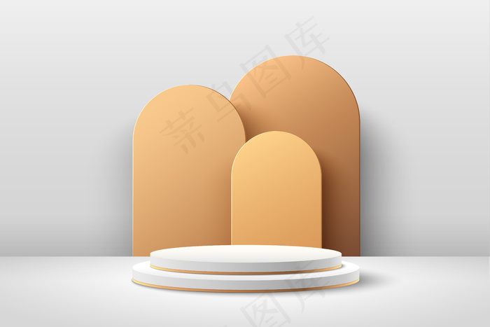 抽象的白色和金色圆形产品展示