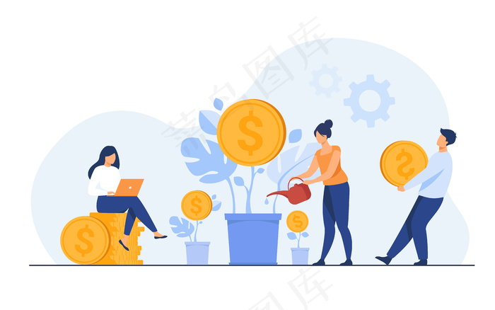 为利润、股息或收入而工作的年轻投资者eps,ai矢量模版下载