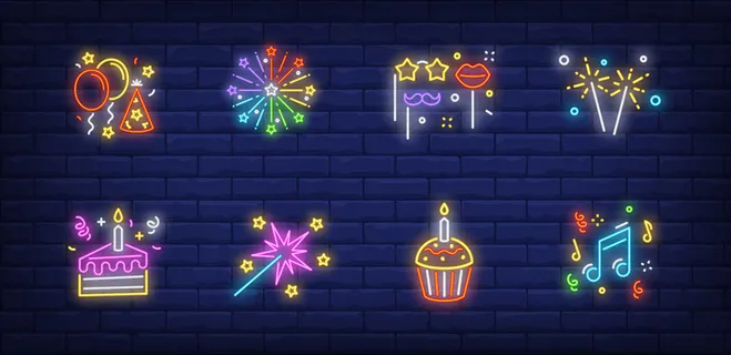 霓虹风格系列中的圣诞派对标志