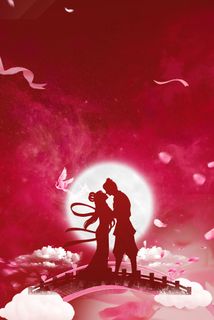 七夕情人节浪漫红色背景