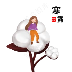 寒露白色棉花卡通女孩