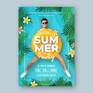夏季派对宣传单,DM传单模板概念