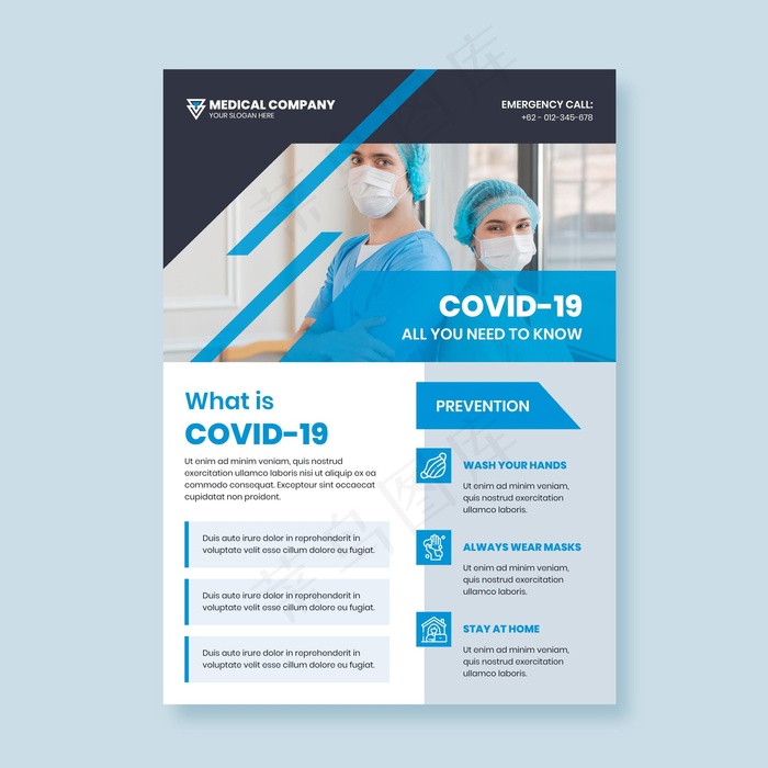 带图片的信息性covid-19海报模板eps,ai矢量模版下载