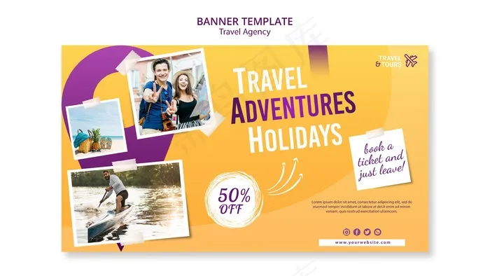 旅行社横幅banner模板psd模版下载
