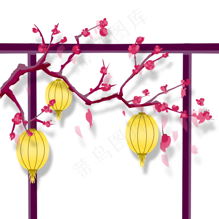 春节灯笼梅花(3000X3000(DPI:299))psd模版下载