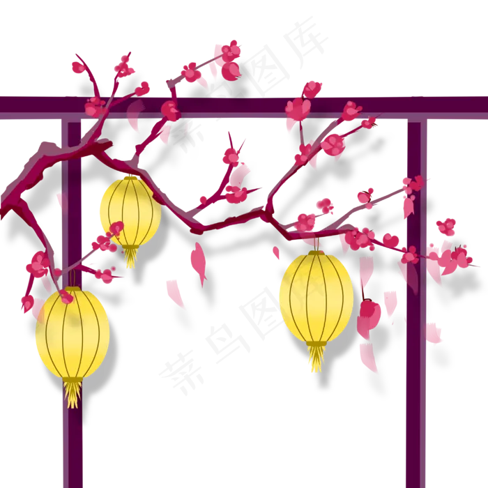 春节灯笼梅花(3000X3000(DPI:299))psd模版下载