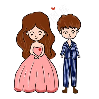 感恩节手绘情侣小清新爱心png图