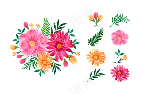 彩色2d花束套装 彩色2d花束套装
