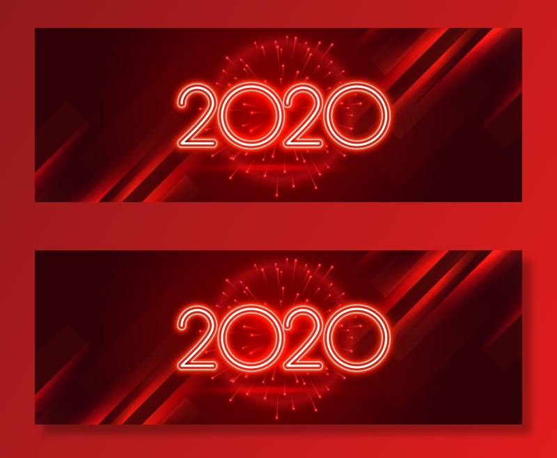 红色2020新年喜庆闪亮横幅banner