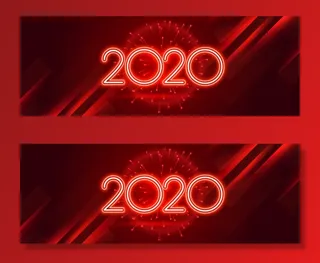 红色2020新年喜庆闪亮横幅banner