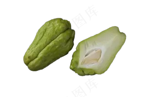 两个纯绿色佛手瓜