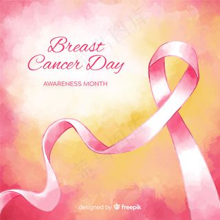 水彩乳腺癌意识色带渐变背景