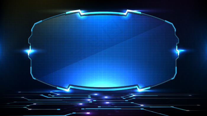 蓝色发光科技的抽象未来背景科幻框架hud uieps,ai矢量模版下载