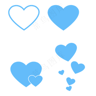 蓝色装饰爱心卡通手绘素材免费下