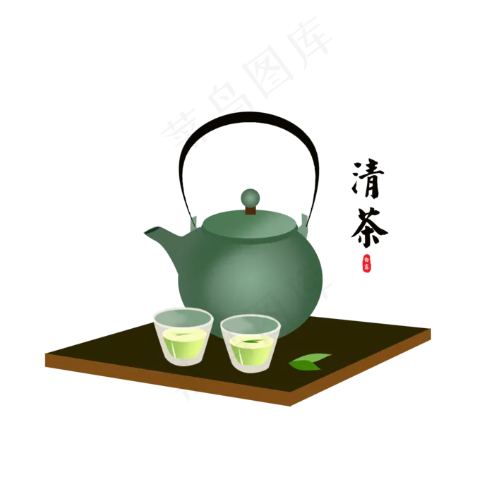 白露清茶茶壶绿色清新24节气元素(2000X2000(DPI:200))psd模版下载