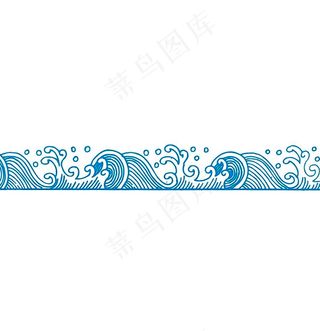 中国风海浪插画边框素材-6