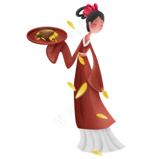 中国风喝茶的古代女子