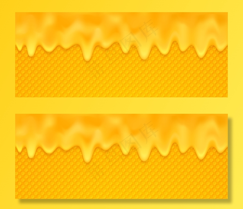 橘黄色的蜂蜜背景与蜂巢融为一体。