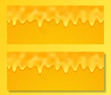 橘黄色的蜂蜜背景与蜂巢融为一体。