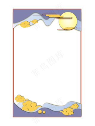 中秋节八月十五明月方形边框纹理