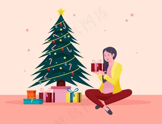 圣诞快乐和新年快乐插画概念