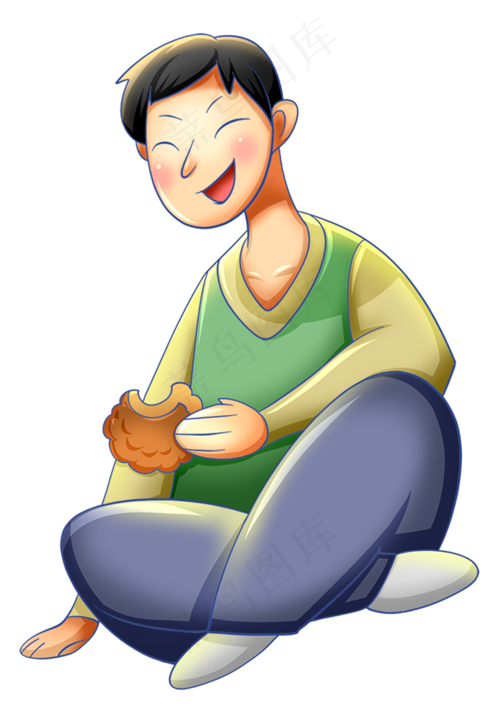 吃月饼的男孩
