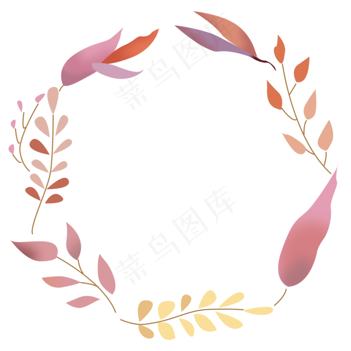 七夕秋天植物树叶装饰边框