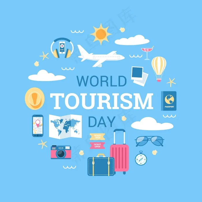 平面设计世界旅游日背景eps,ai矢量模版下载