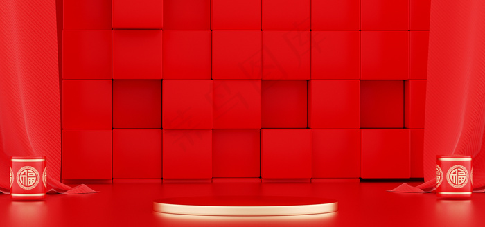 C4D新年庆祝电商海报banner