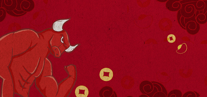 简约中国风红色牛年背景