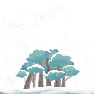 立冬积雪树木