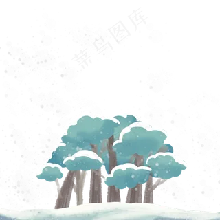立冬积雪树木