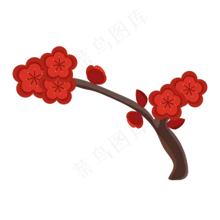 新春红色卡通梅花