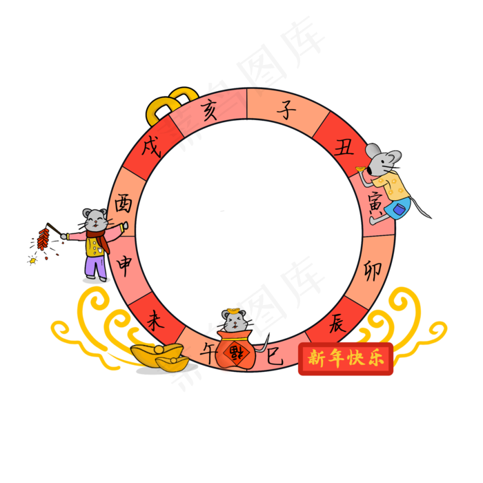 新年喜庆卡通头像框(2000X2000(DPI:132))psd模版下载