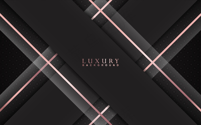 奢华黑色背景，玫瑰金装饰