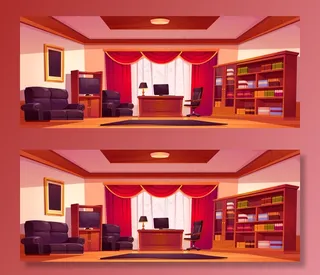 空置的豪华办公室室内，配有木制家具