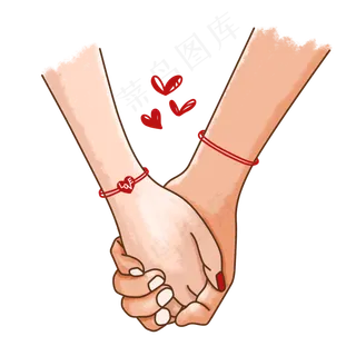 七夕节情侣牵手PNG免抠素材