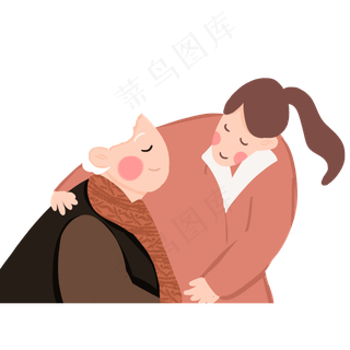 手绘陪伴妈妈的人物设计