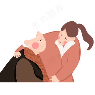 手绘陪伴妈妈的人物设计