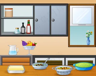 厨房餐桌上的菜肴