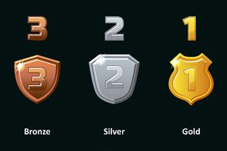 设银、金、铜盾牌。奖励成就图标。